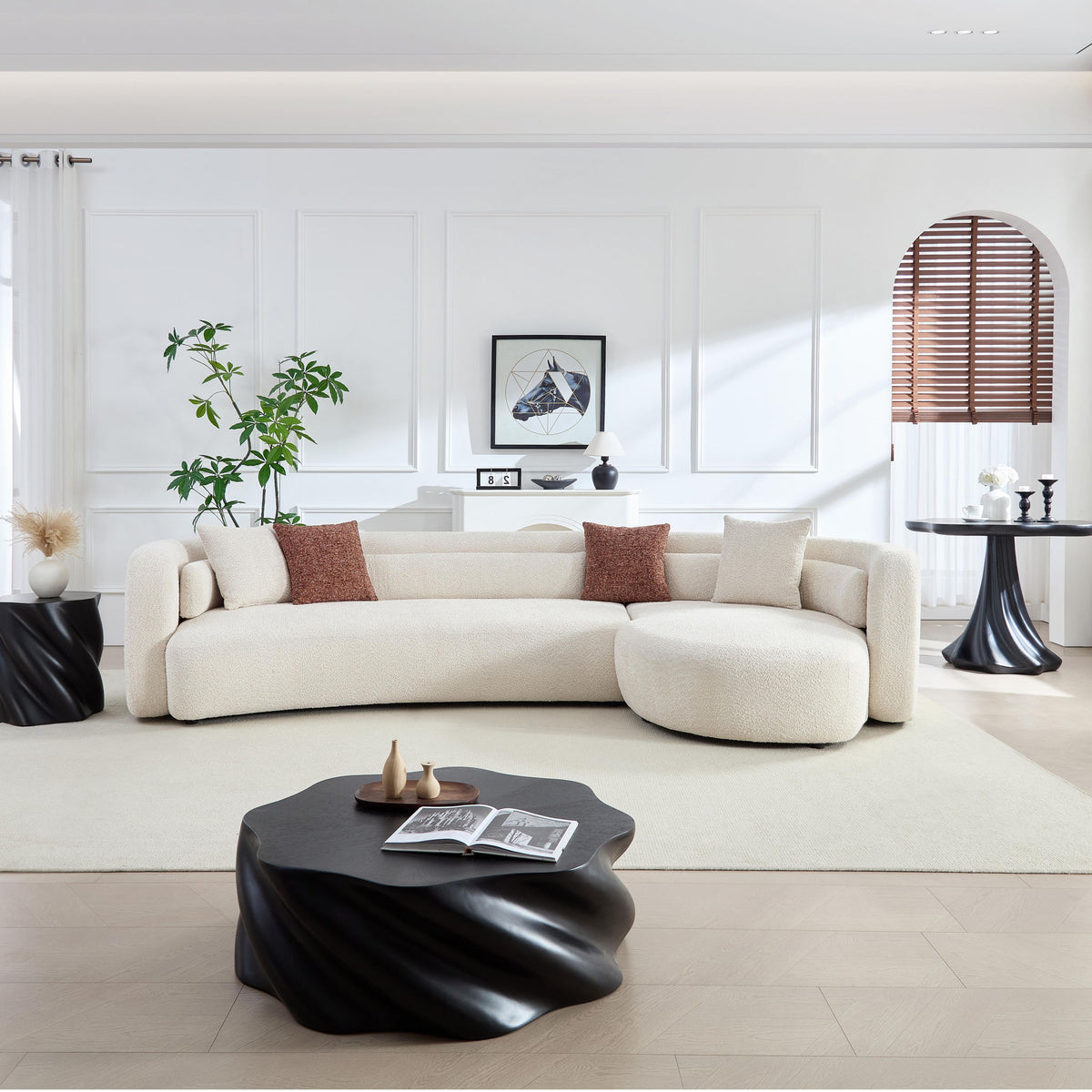 Curved Sectional Sofa, L - Shape Modular Chaise
