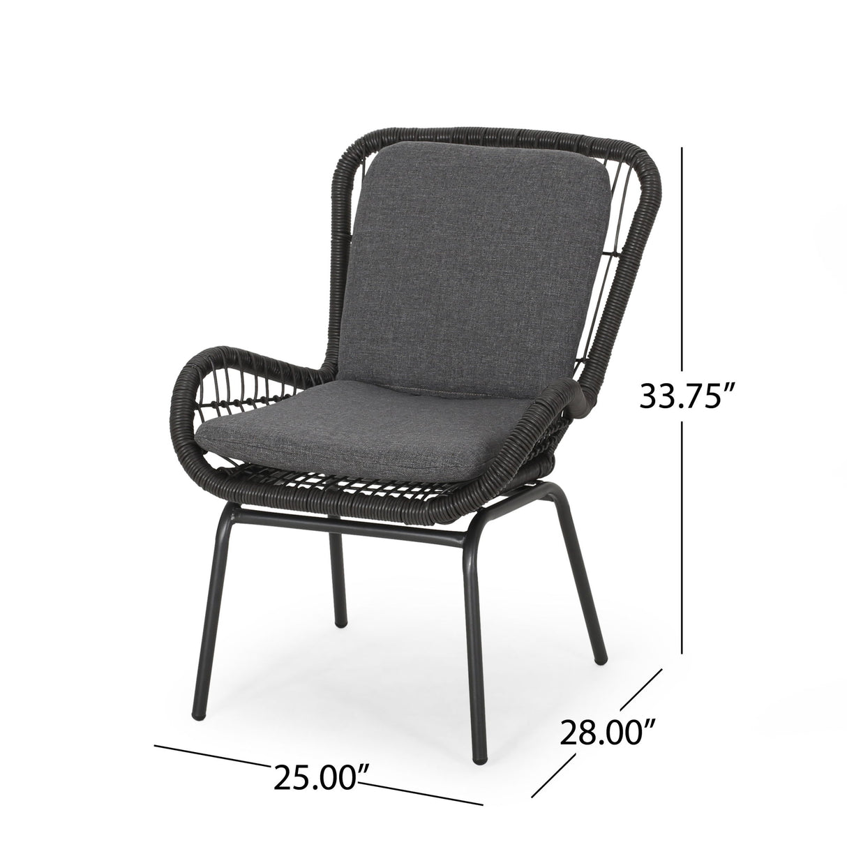 Outdoor Wicker Club Chair With Cushions (Set of 2)