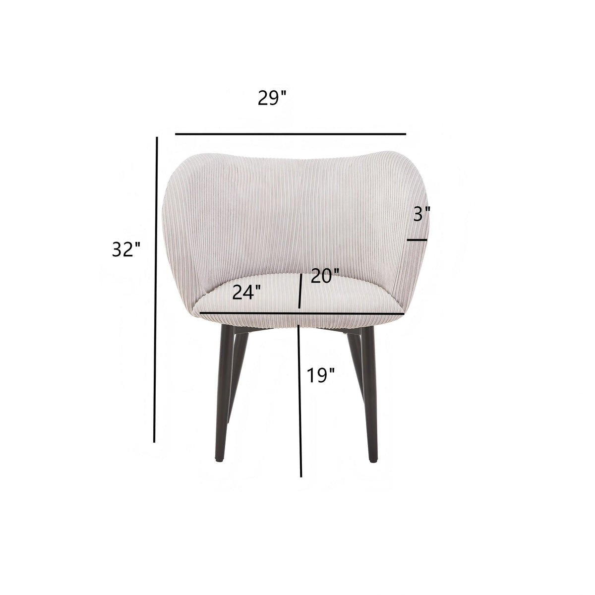 Dining Chair With Curved Padded Back (Set of 2) - Gray