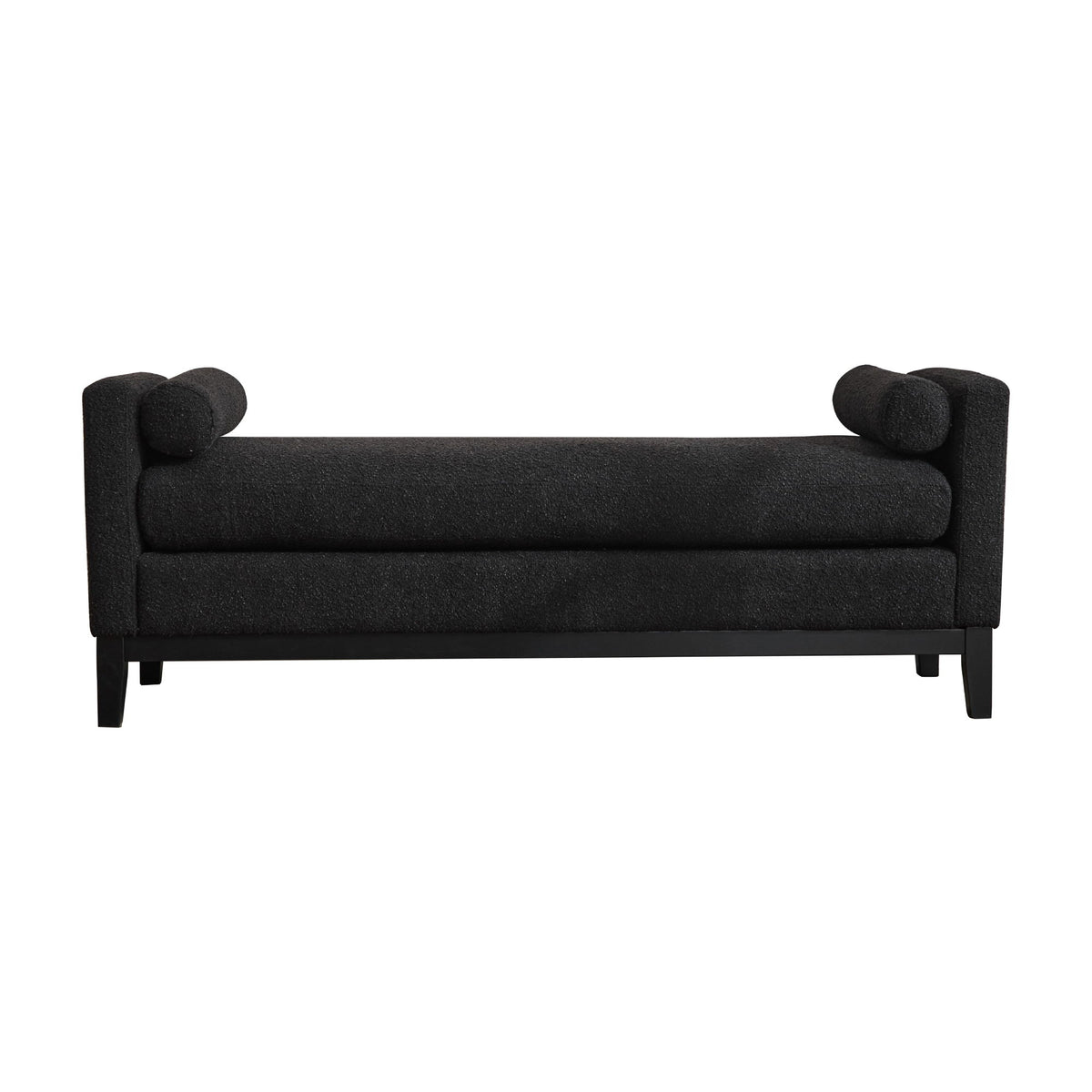 Upholstered End Of Bed Bench With Arms, 2 Bolsters For Bedroom - Black