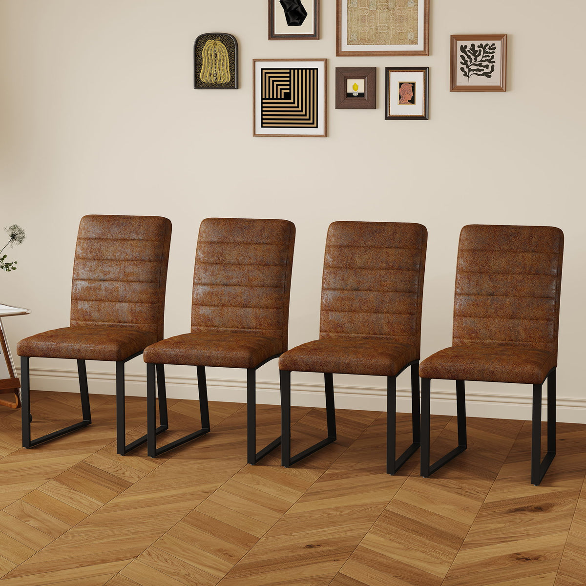 Oversized Dining Chairs (Set of 4) - Brown / Black