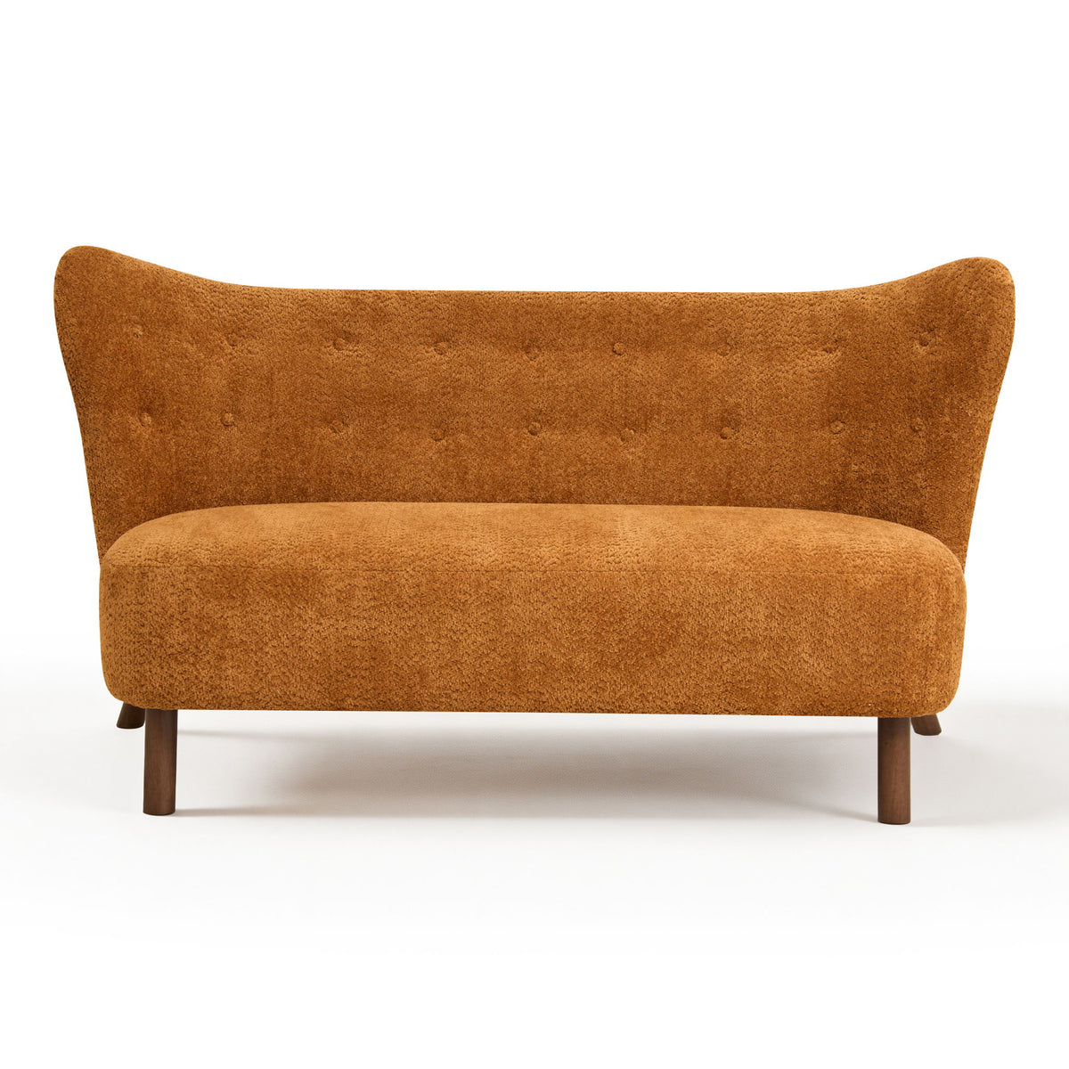 Chair Laid Back Loveseats, Curved Backrest With No Armrests - Caramel