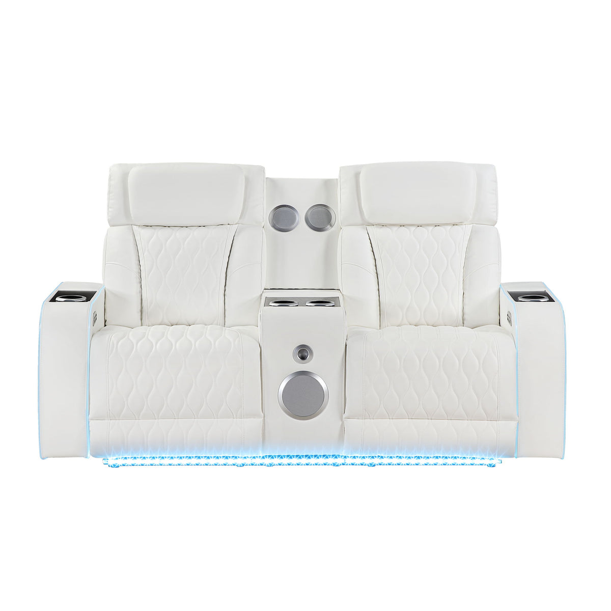 Electra - Power Reclining Loveseat With Power Headrests, Console, Speakers, Massage, LED Lighting And USB Control