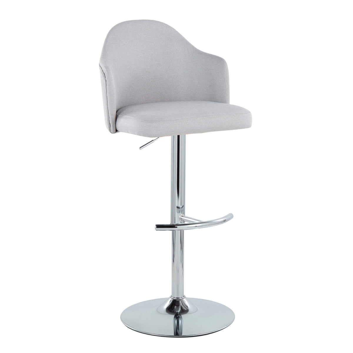 Ahoy - Contemporary Adjustable Barstool With Swivel With Rounded T Footrest (Set of 2) - Gray