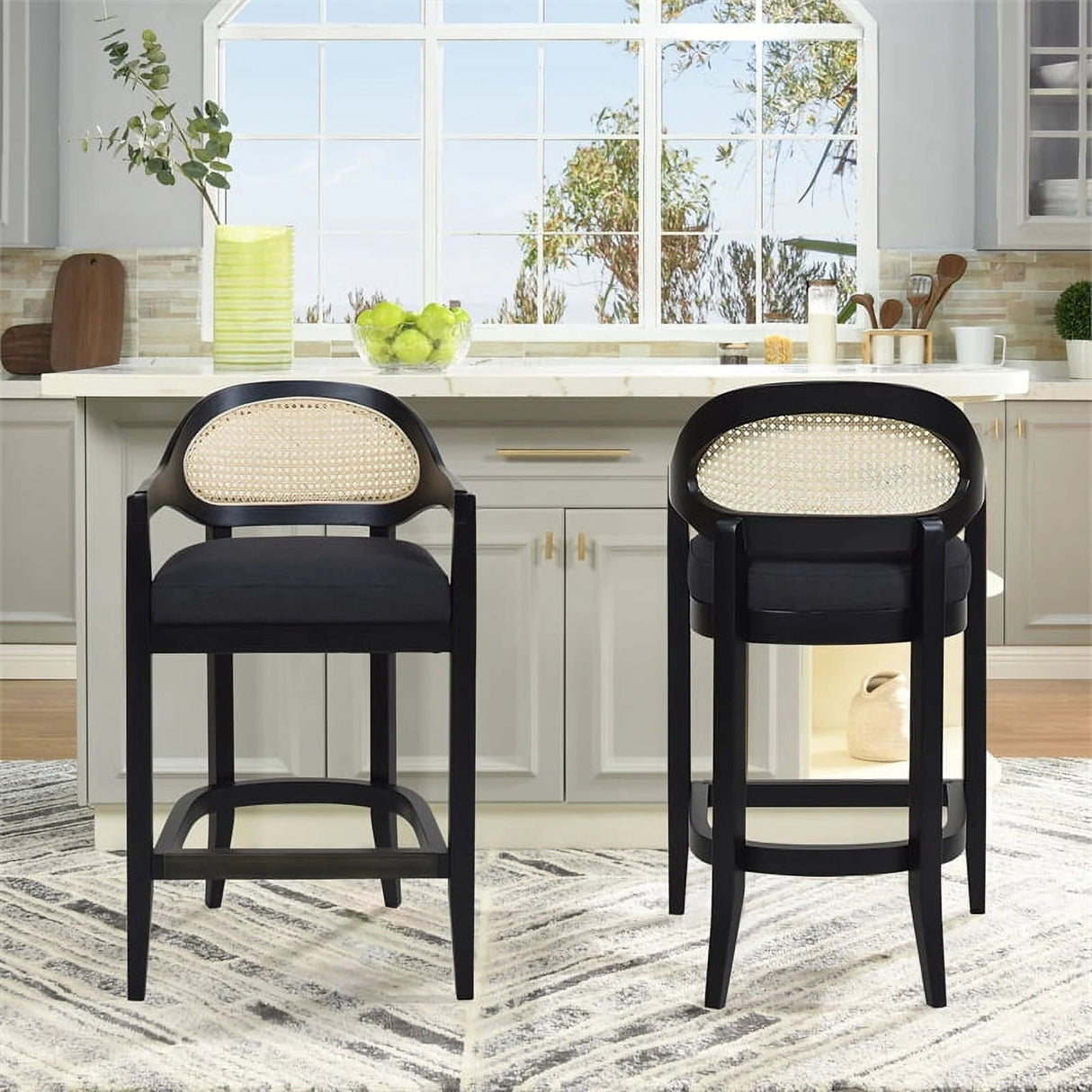 Americana - Mid-Century Modern Cane Back Counter Stool