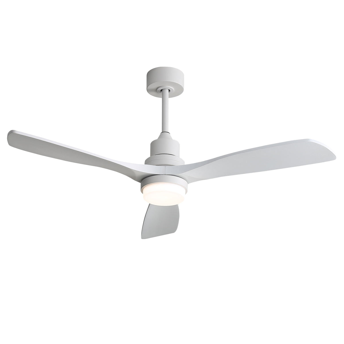52" Blade Ceiling Fan With Remote Controlled LED Light And Quiet DC Motor - White