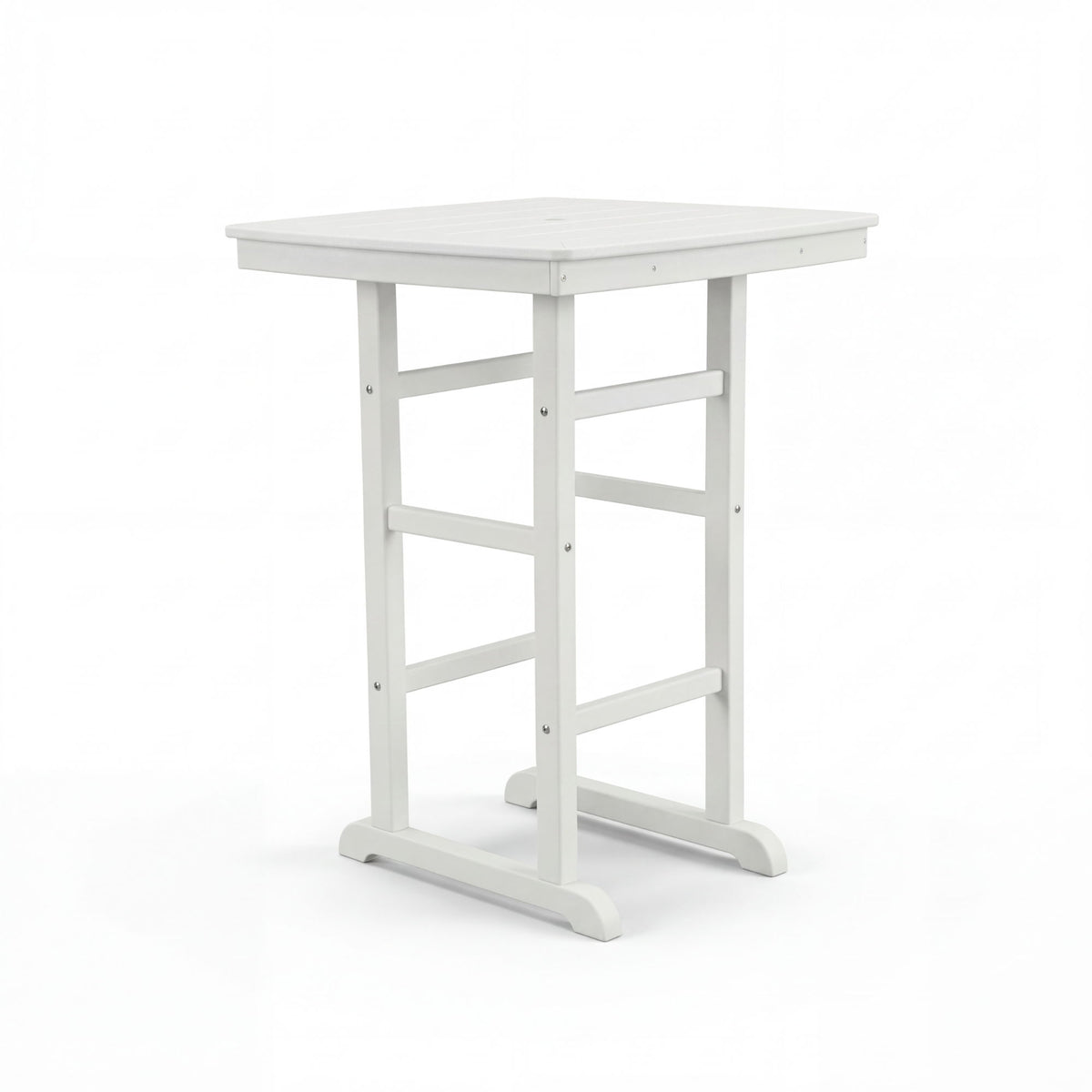 Outdoor Bar Height Patio Table With Slatted Top - Antique White / White