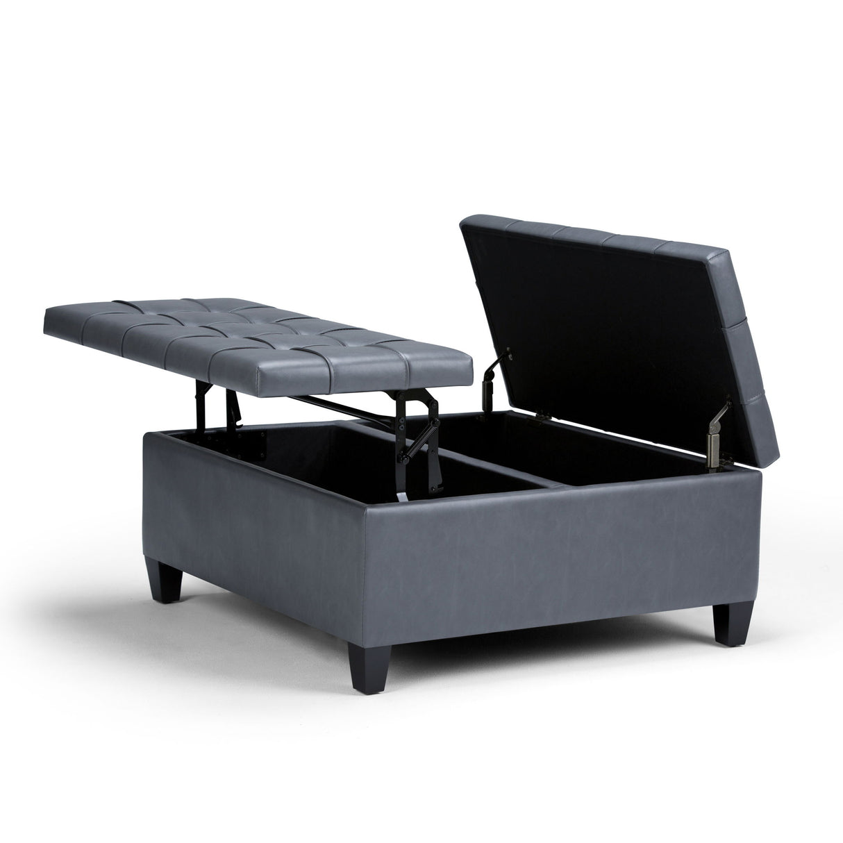 Harrison - Coffee Table Storage Ottoman - Dark Gray - Faux Leather