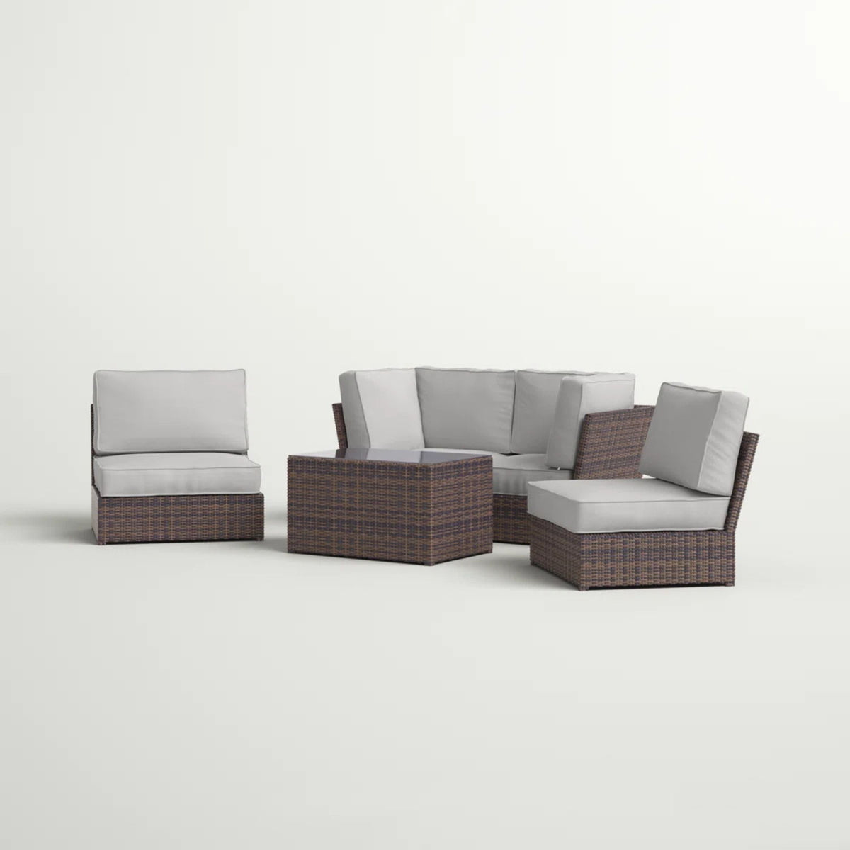 Outdoor Sofa Set With Cushions Seats 4 Weather Resistant Resin - Espresso