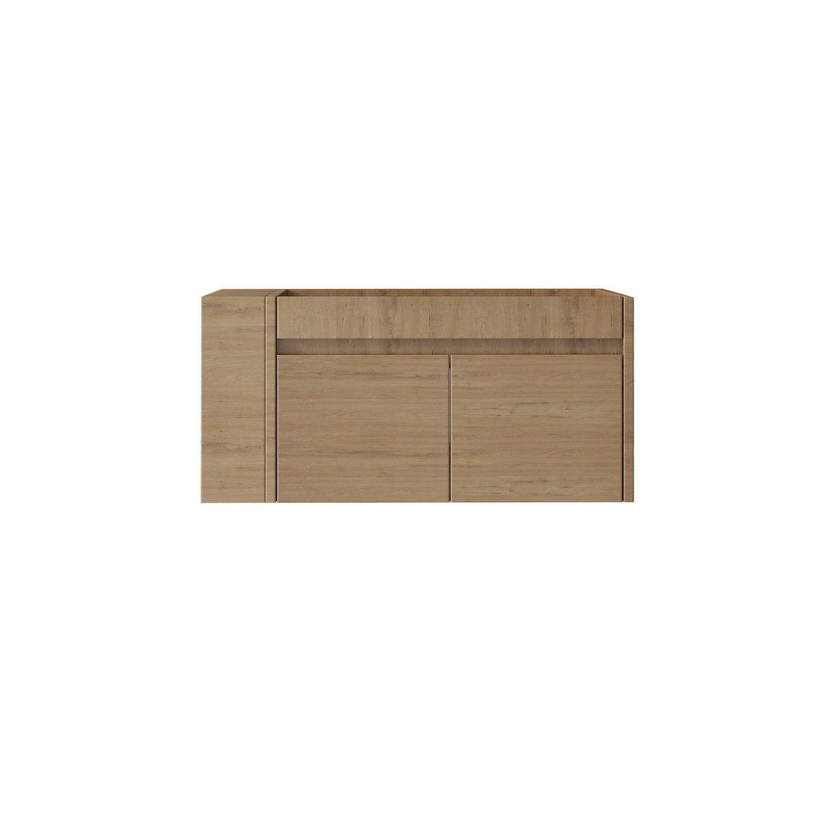 Floating Bathroom Vanity Cabinet, Soft Close Double Drawers, Open Side Storage, Wall Mounted, Cabinet Only