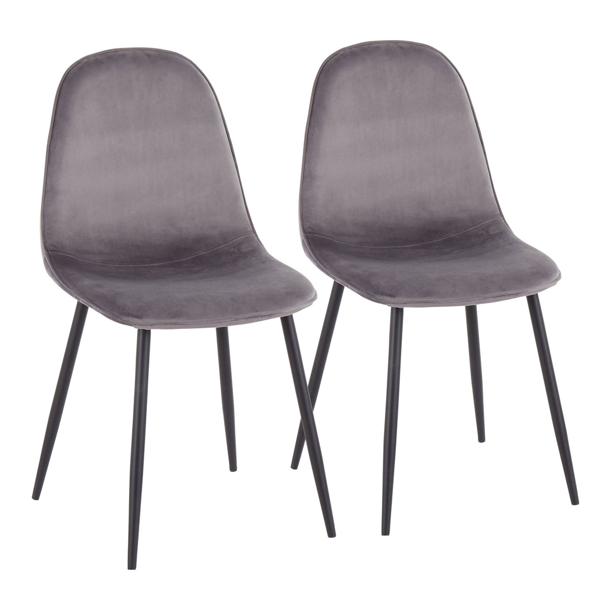 Pebble - Contemporary Chair (Set of 2) - Gray - Velvet