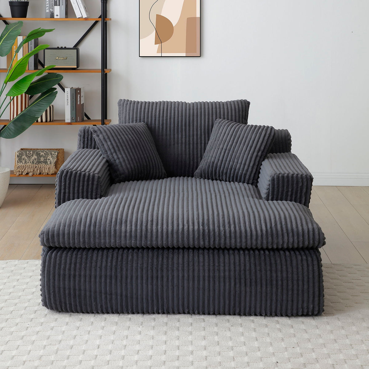 Oversized Upholstered Chaise Lounge Chair Sleeper Couch - Gray