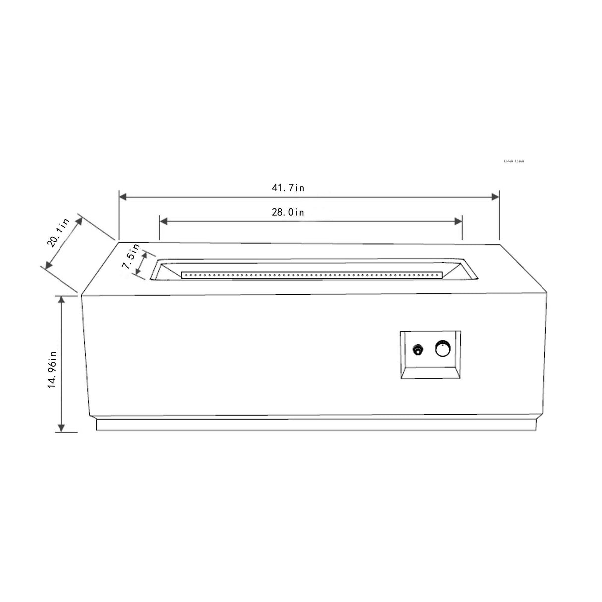 Propane Gas Fire Pit Table, 50000 Btu Rectangular With Glass Wind Guard For Outside - Gray