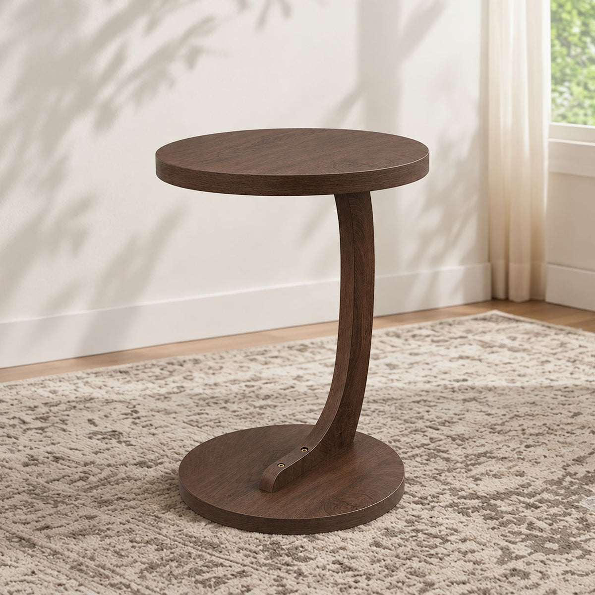 C - Shaped End Table With Sturdy Base