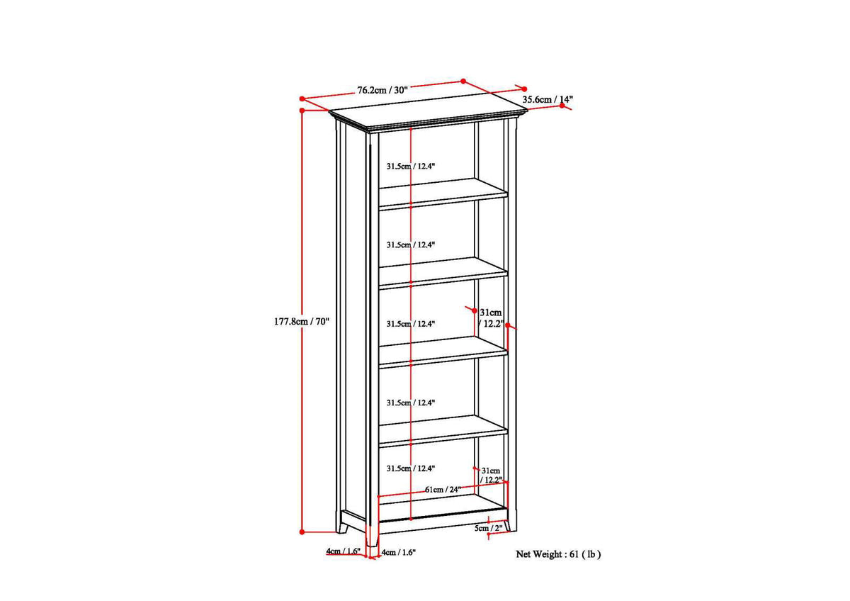 Amherst - 5 Shelf Bookcase - Light Brown
