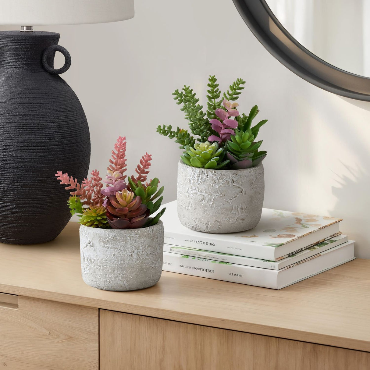 Artificial Succulent, Table Decor (Set of 2) - Green / Gray - Plastic