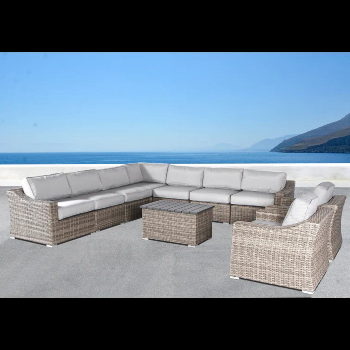Modern 8 Person Outdoor Seating Group With Cushions - Gray / Gray Mix