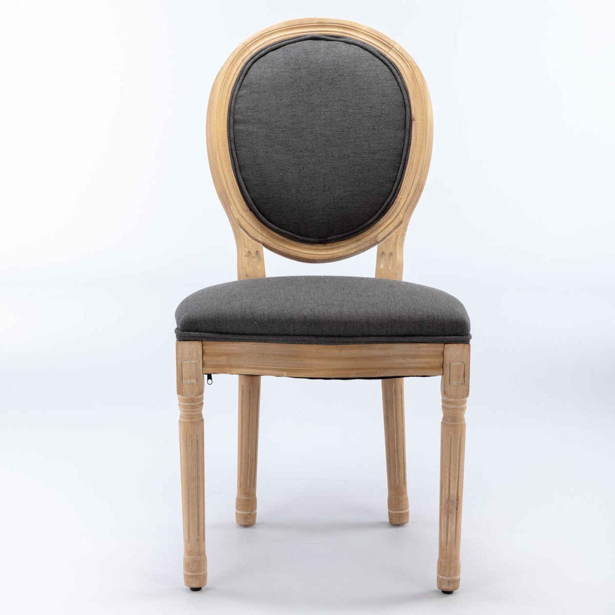 French Style Solid Wood Frame Antique Painting Fabric Back Dining Chair (Set of 2)