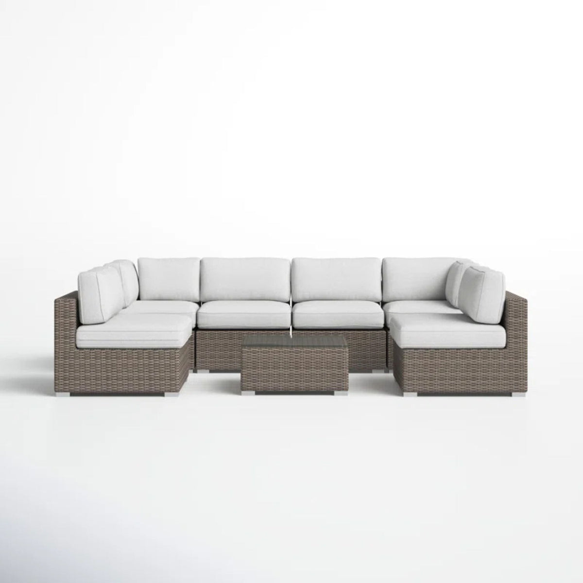 6 Seater Rattan Wicker Outdoor Lounge Set With Cushions - Gray Mix