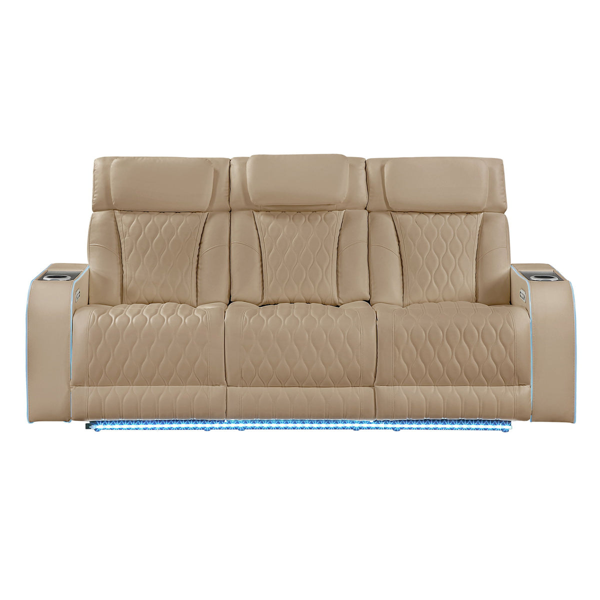 Electra - Power Reclining Sofa With Power Headrests, Drop Down Table, Reading Light, Massage, LED Lighting And USB Control