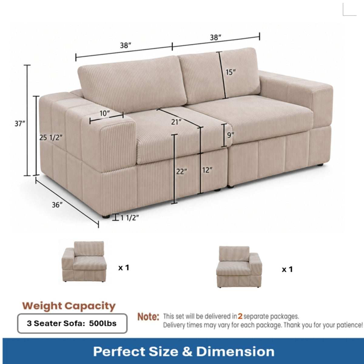 Oversized Modular Loveseat Set