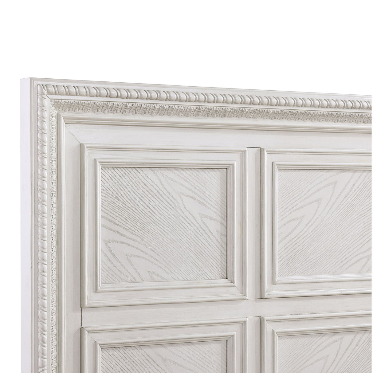 Queen Geometric Design Headboard Panel Bed Bedroom Furniture - Antique White
