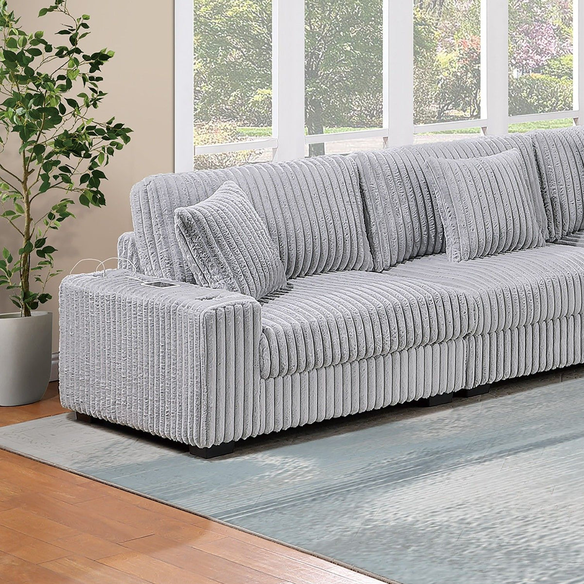 Modular Sectional Sofa Set With Cup Holders And USB Port