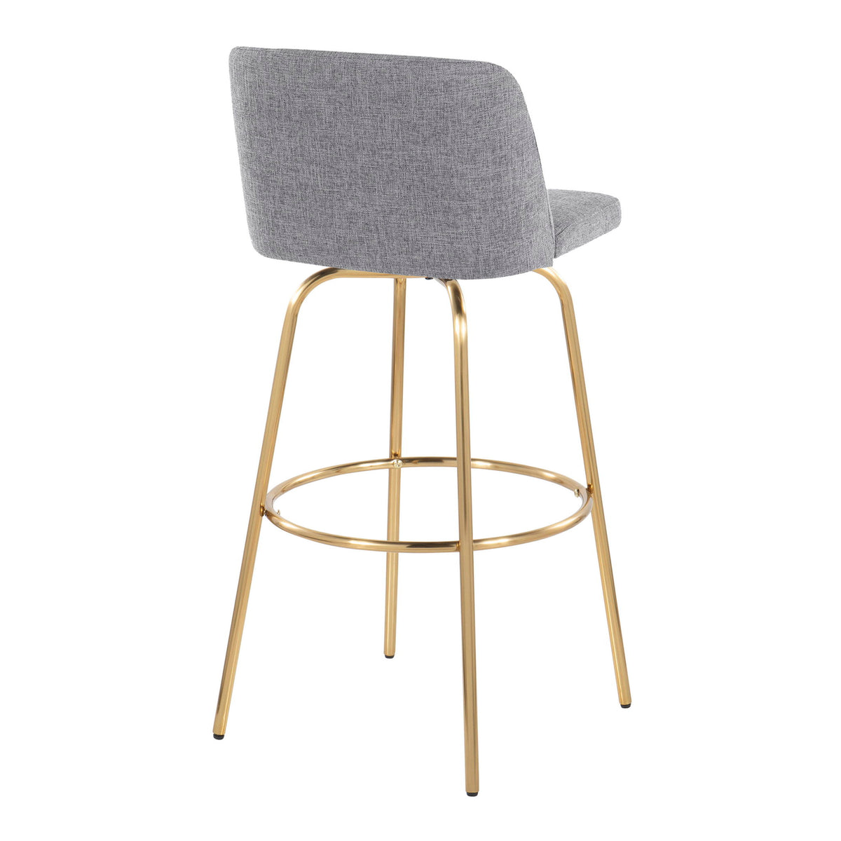 Toriano - Contemporary Fixed Height Barstool With Swivel And Round Footrest (Set of 2) - Gray