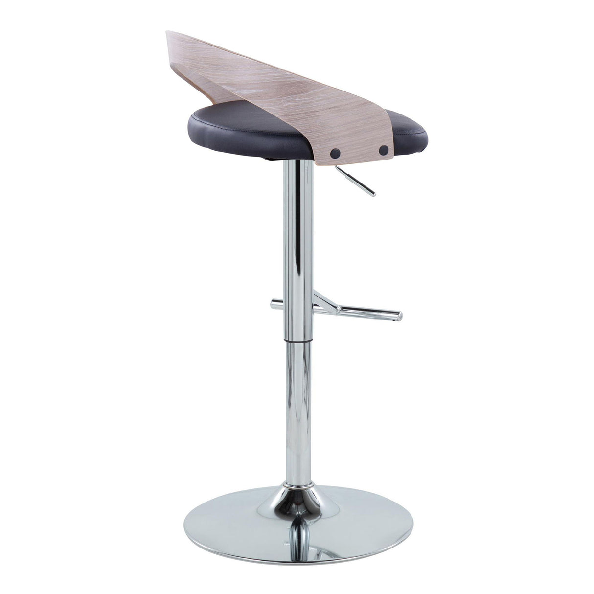 Grotto - Contemporary Adjustable Height Barstool With Swivel With Straight T Footrest (Set of 2) - Black