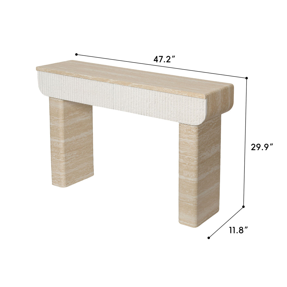 Entryway Table With 2 Hidden Handle Drawers For Entrance - Beige / Yellow