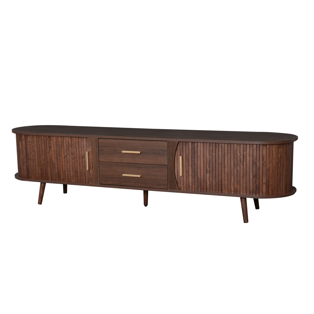 TV Stand For 80" TV, Entertainment Center With Storage - Dark Brown