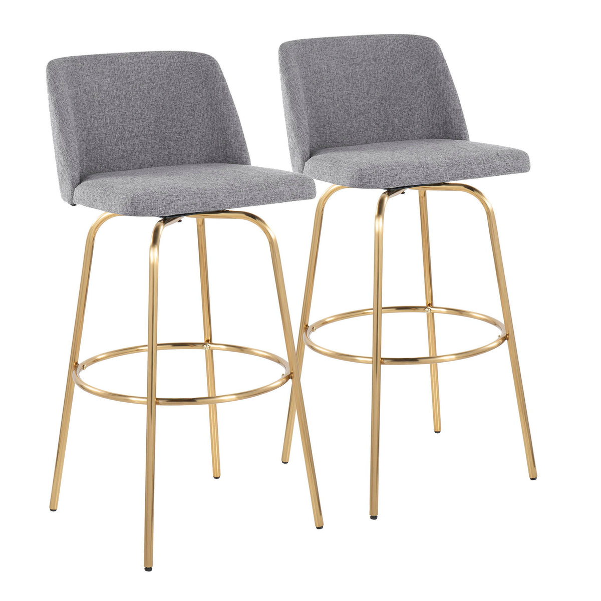 Toriano - Contemporary Fixed Height Barstool With Swivel And Round Footrest (Set of 2) - Gray