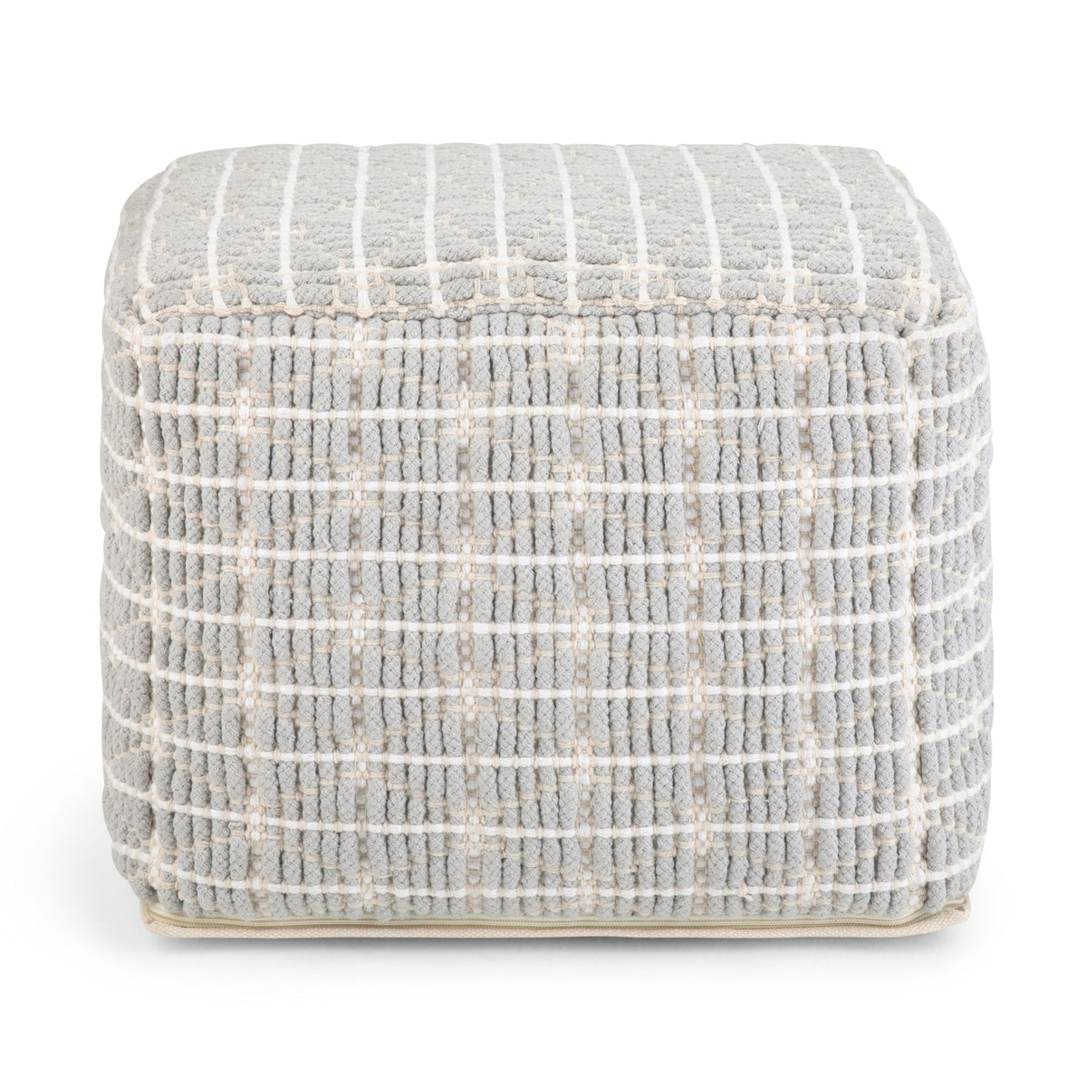 Noreen - Square Pouf - Light Blue / White
