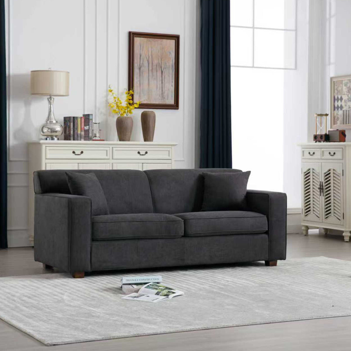Loveseat Sleeper Sofa With Full Size Pull Out Bed, 2 Seater Convertible Couch For Small Apartments - Gray