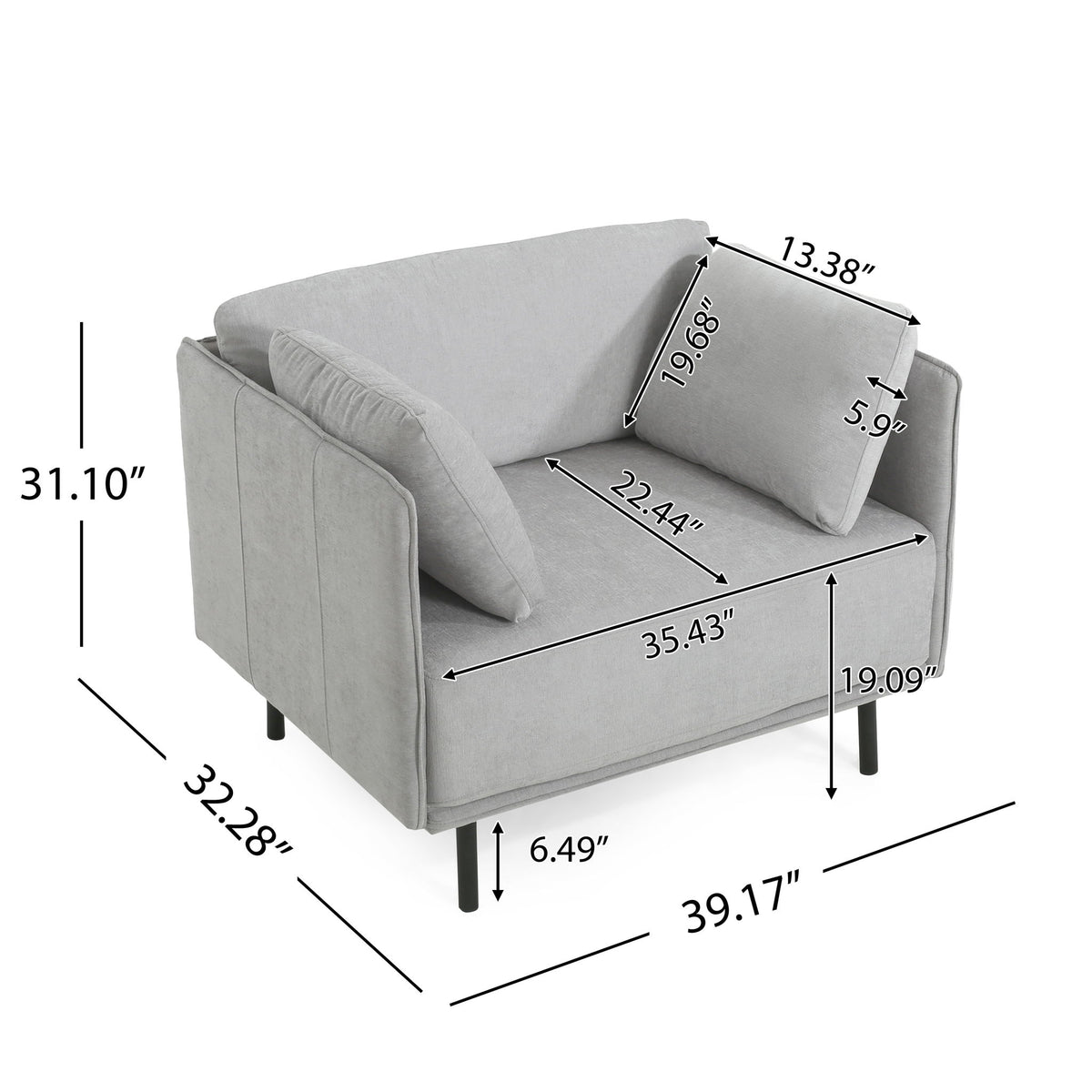 Vintage Lounge Chair With Polyester Upholstery, Solid Wood Frame & Steel Legs - Gray