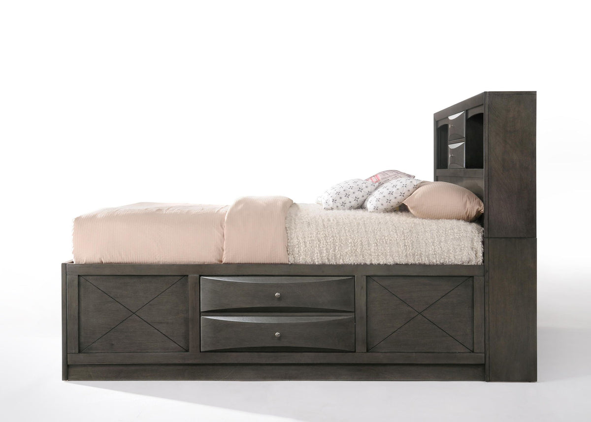 Ireland - Queen Bed With Storage - Gray