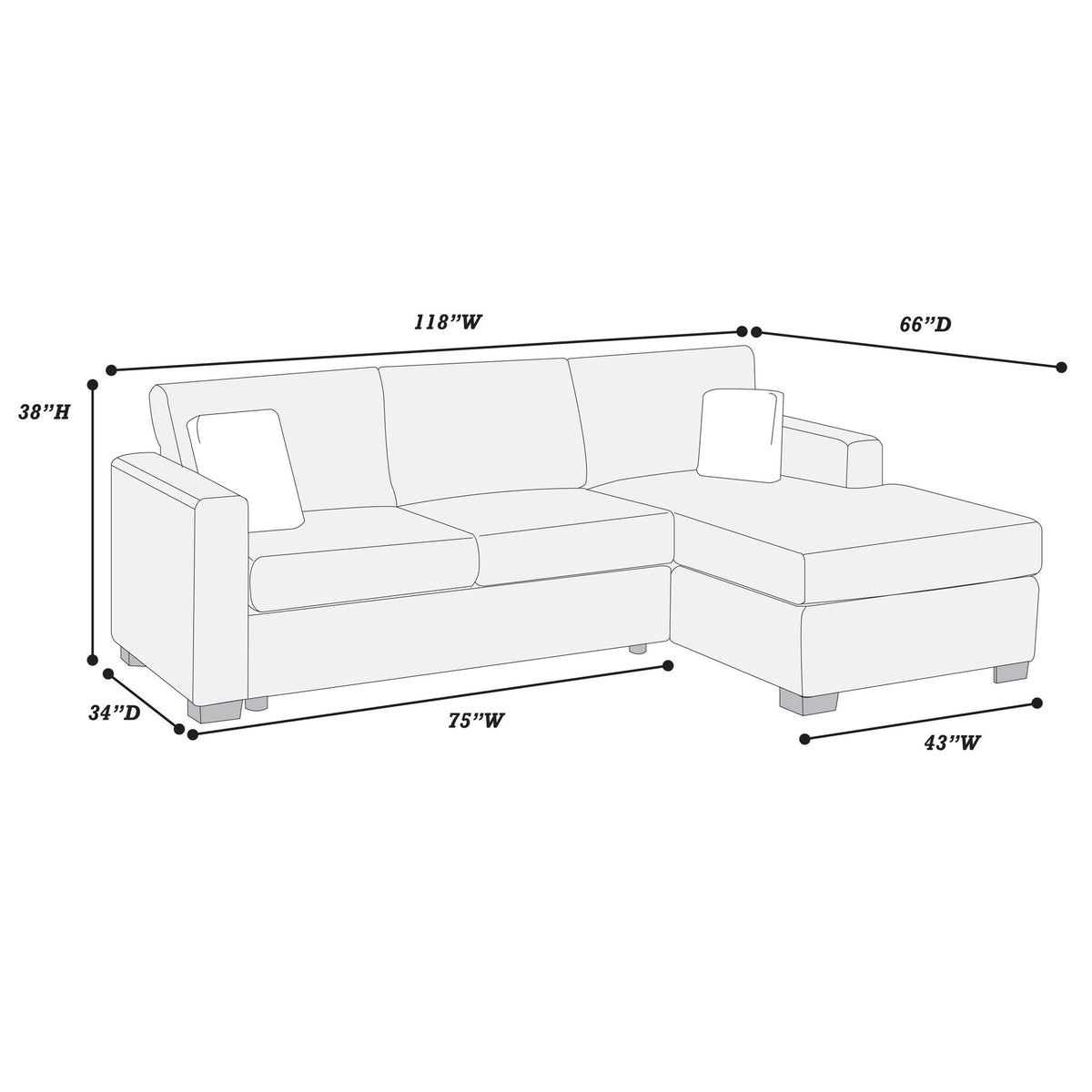 Sectional Sofa Set With Reversible Chaise, Living Room Furniture