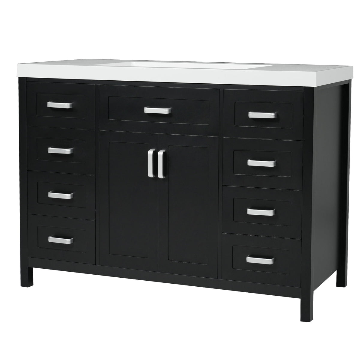 Bathroom Vanity With Sink, 2 Doors 8 Drawers, Soft Close System, Classic Design