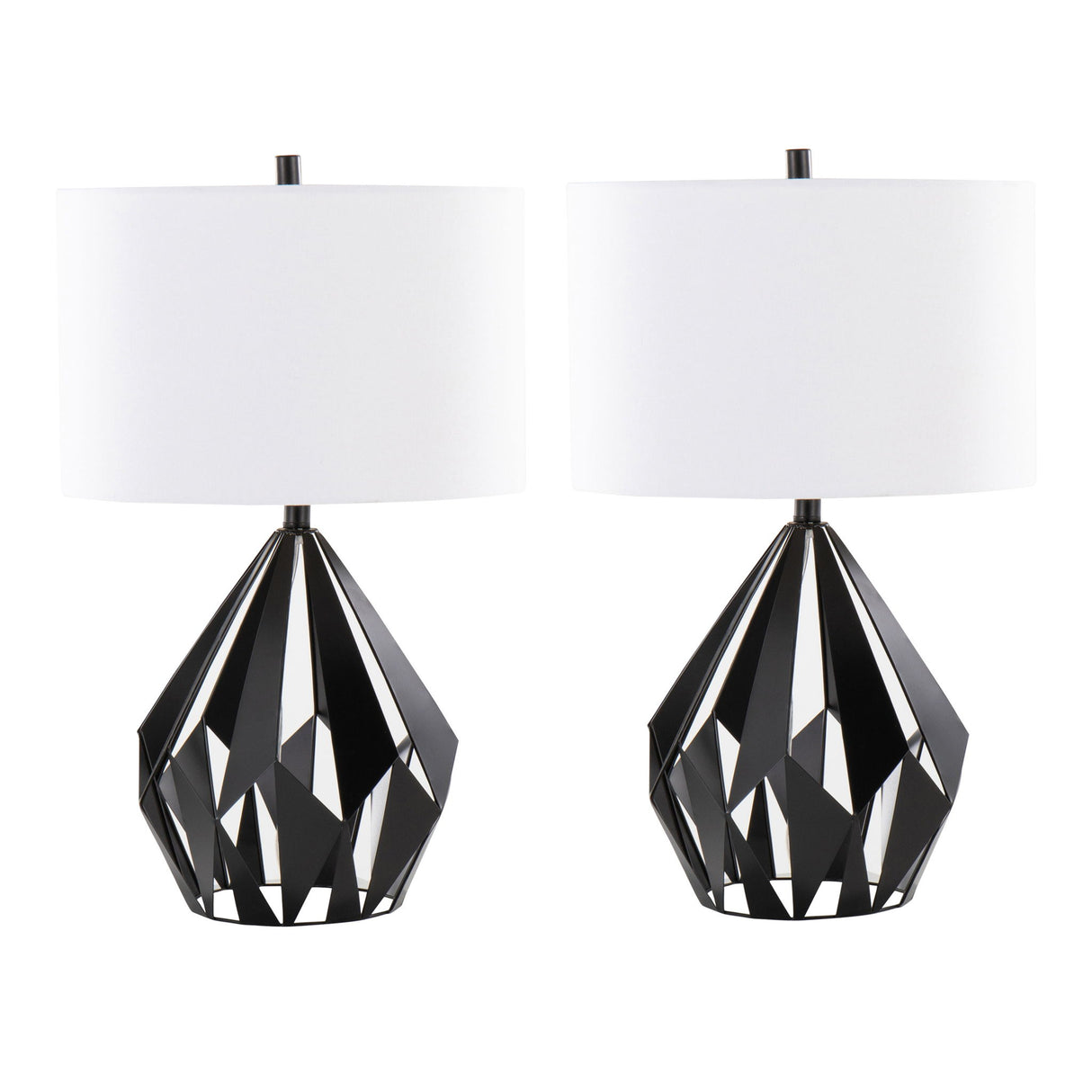 Geo - Me Tri Contemporary Table Lamp (Set of 2) - Matte Black / White
