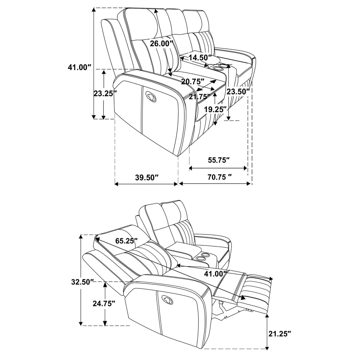 Forrest - Motion Reclining Loveseat With Console - Gray