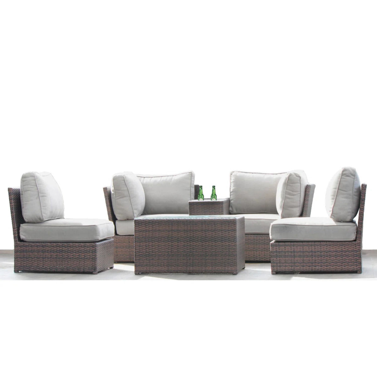 All Weather Patio Seating Set With Cushions 4 Person - Espresso