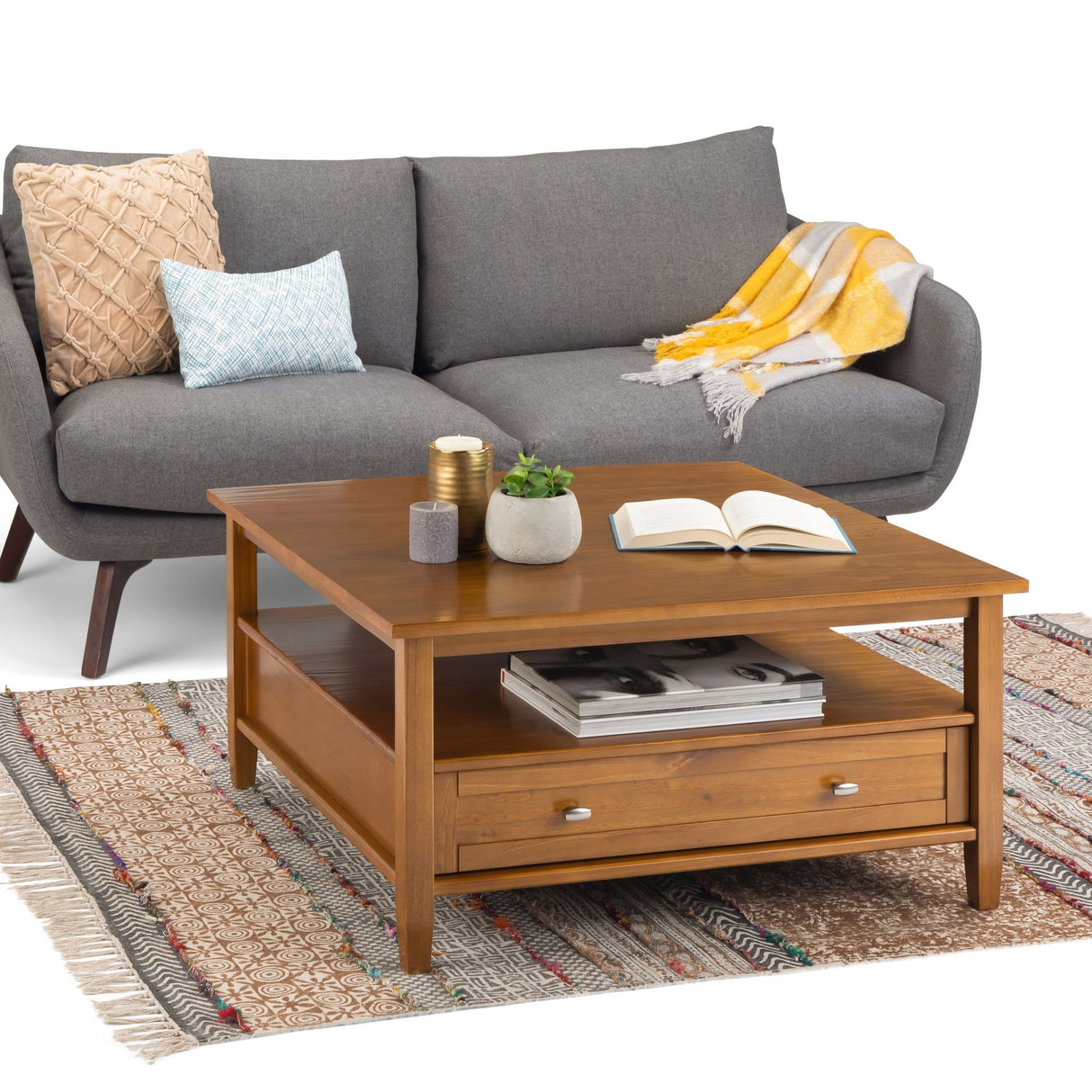 Warm Shaker - Square Coffee Table - Light Golden Brown