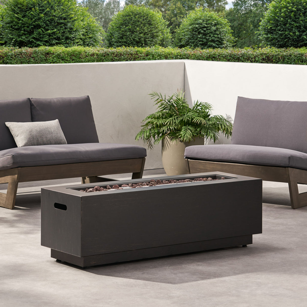 Modern Outdoor Iron Propane Fire Pit, 50, 000 Btu, Sleek Design - Brown / Gold