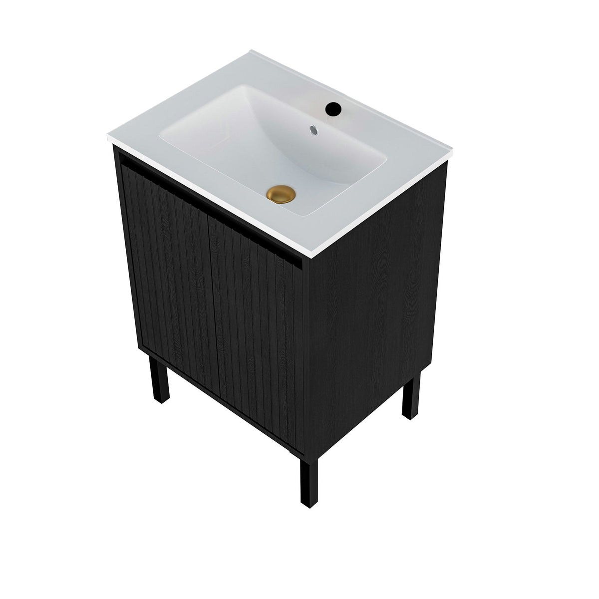 Bathroom Vanity With Ceramic Sink, Floor-Standing Design, Soft-Closing Drawers