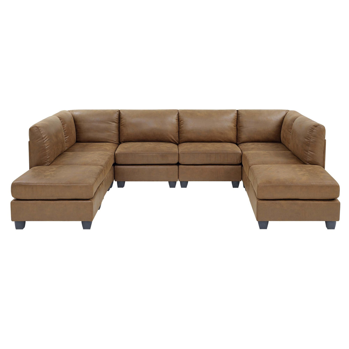 Modular Sectional, Customizable Layout, Removable Cushions - Brown