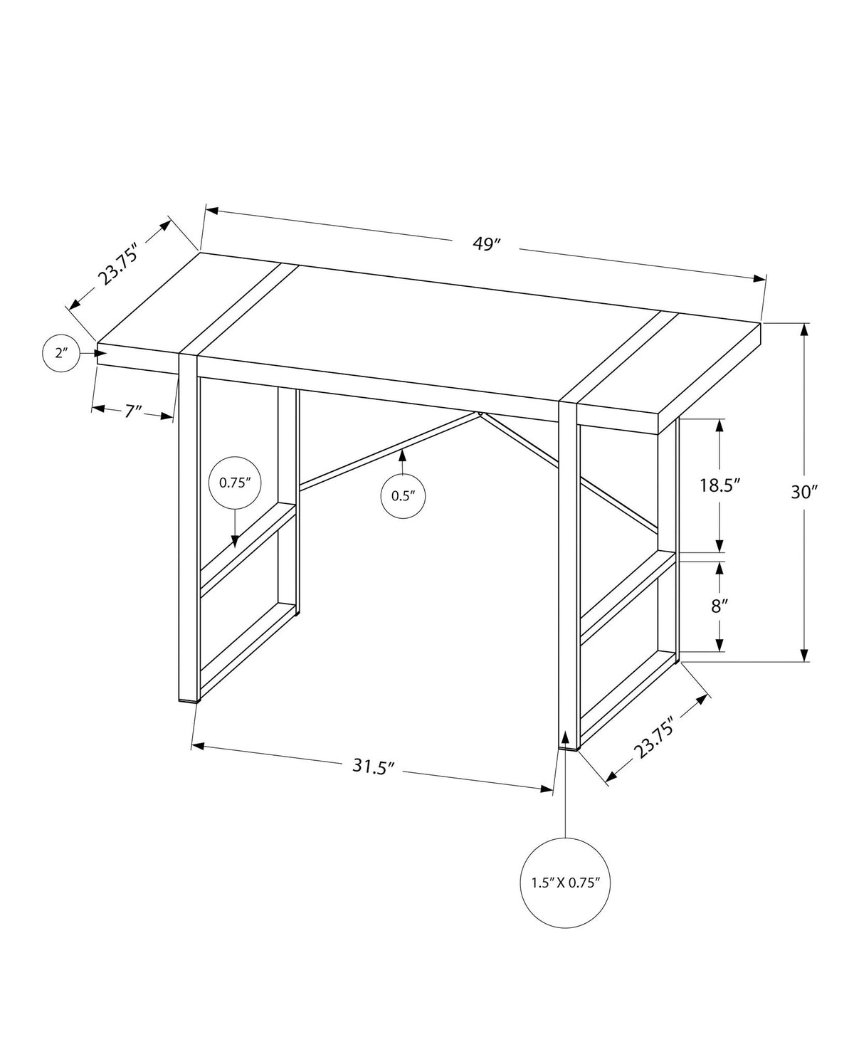 Computer Desk For Home Office, Laptop, Contemporary, Versatile Placement - Beige