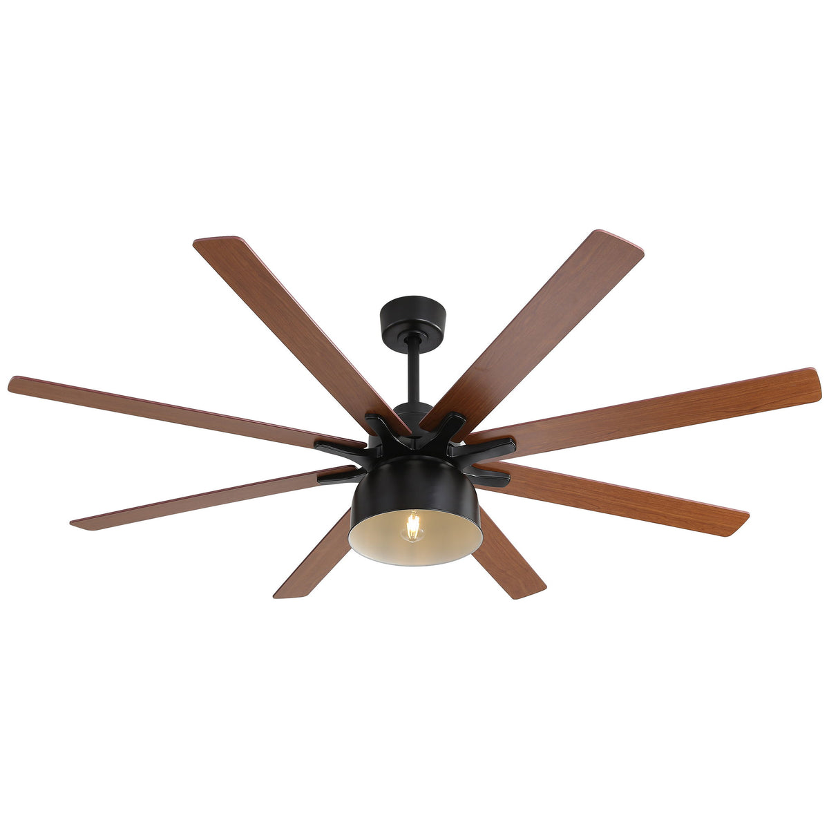 52" Ceiling Fan With 6 Speed Wind 8 Dual Colors Blades Remote Control Reversible DC Motor With Light - Black