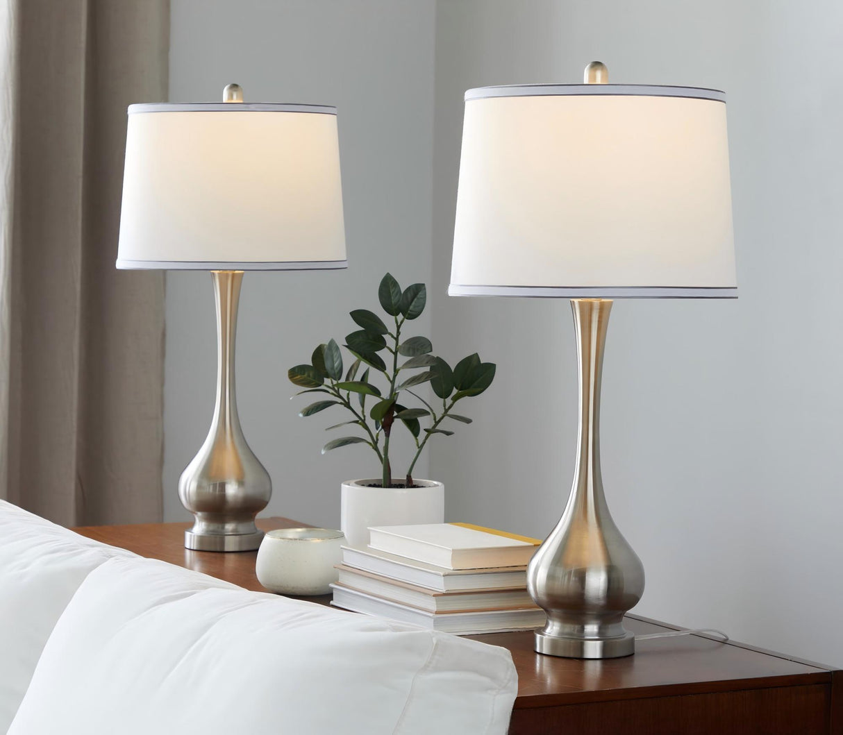 Cairo - Contemporary Table Lamp (Set of 2) - Brushed Nickel