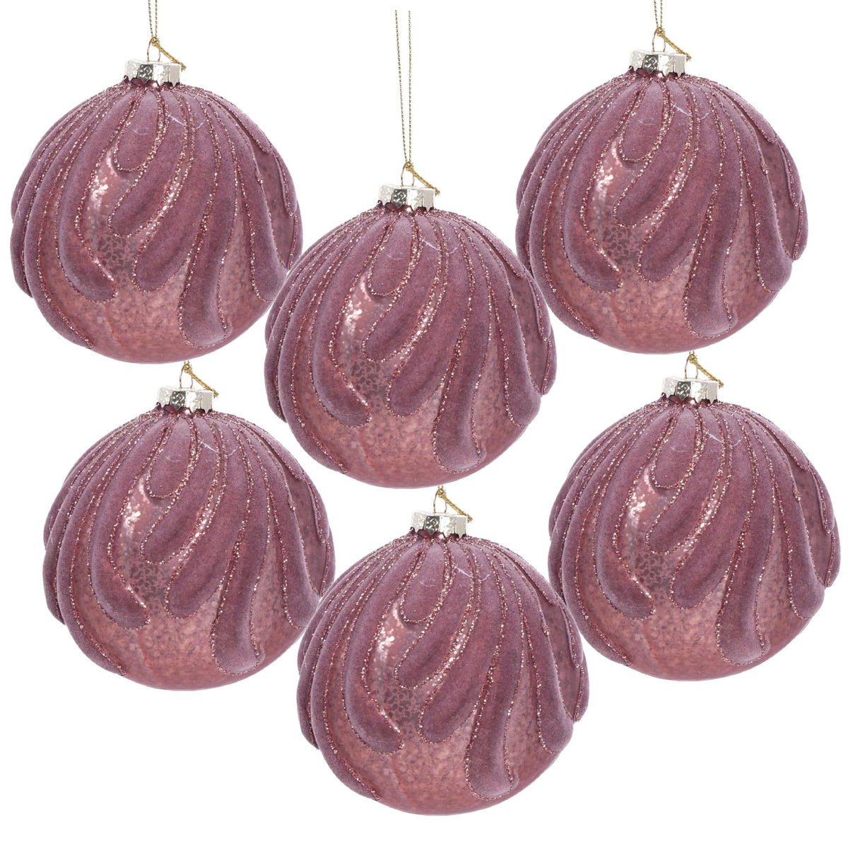 Christmas Ball Ornaments, Glass Decorative Hanging Ball Christmas Tree Ornaments For Holiday Party Decorations (Set of 6) - Purple