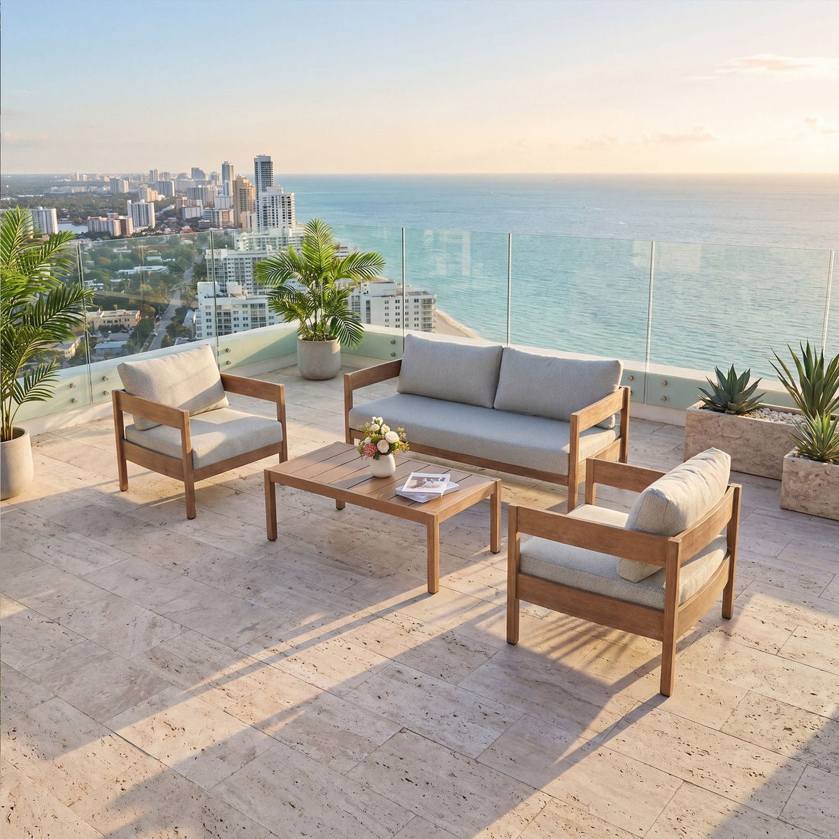 Outdoor Coffee Table - Beige Brown